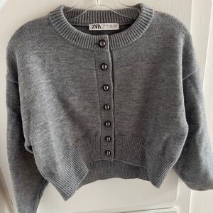 Zara Gray Button-Up Cardigan